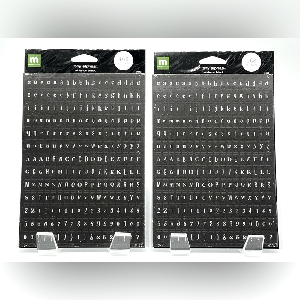 2 Packs Making Memories Tiny Alphas White on Black Stickers
